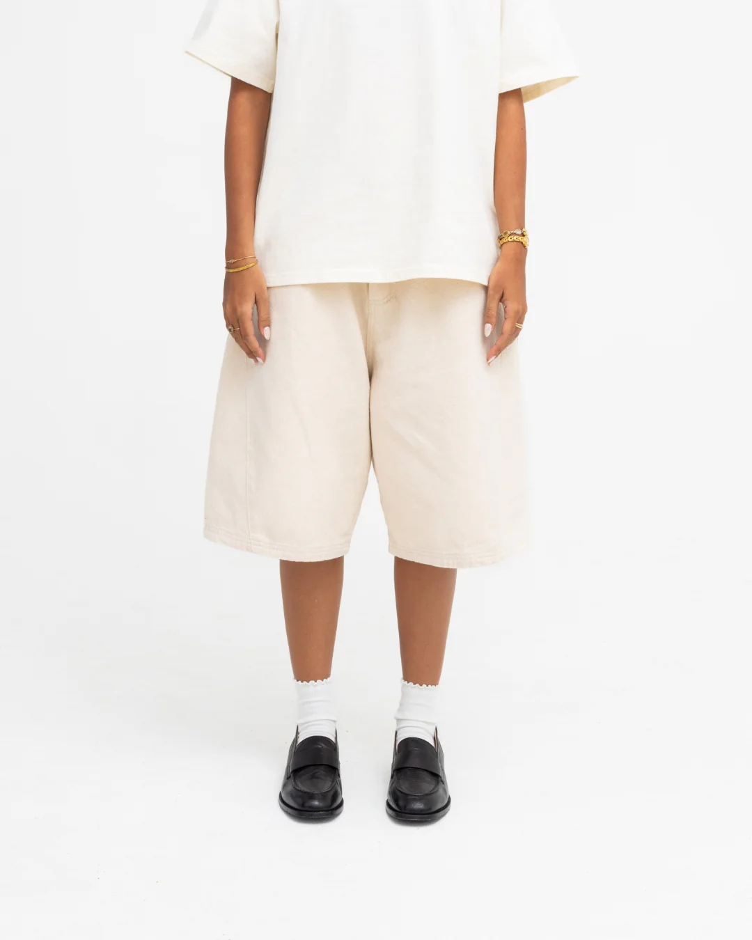 Baggy Panel Shorts (Ecru) - Image 7