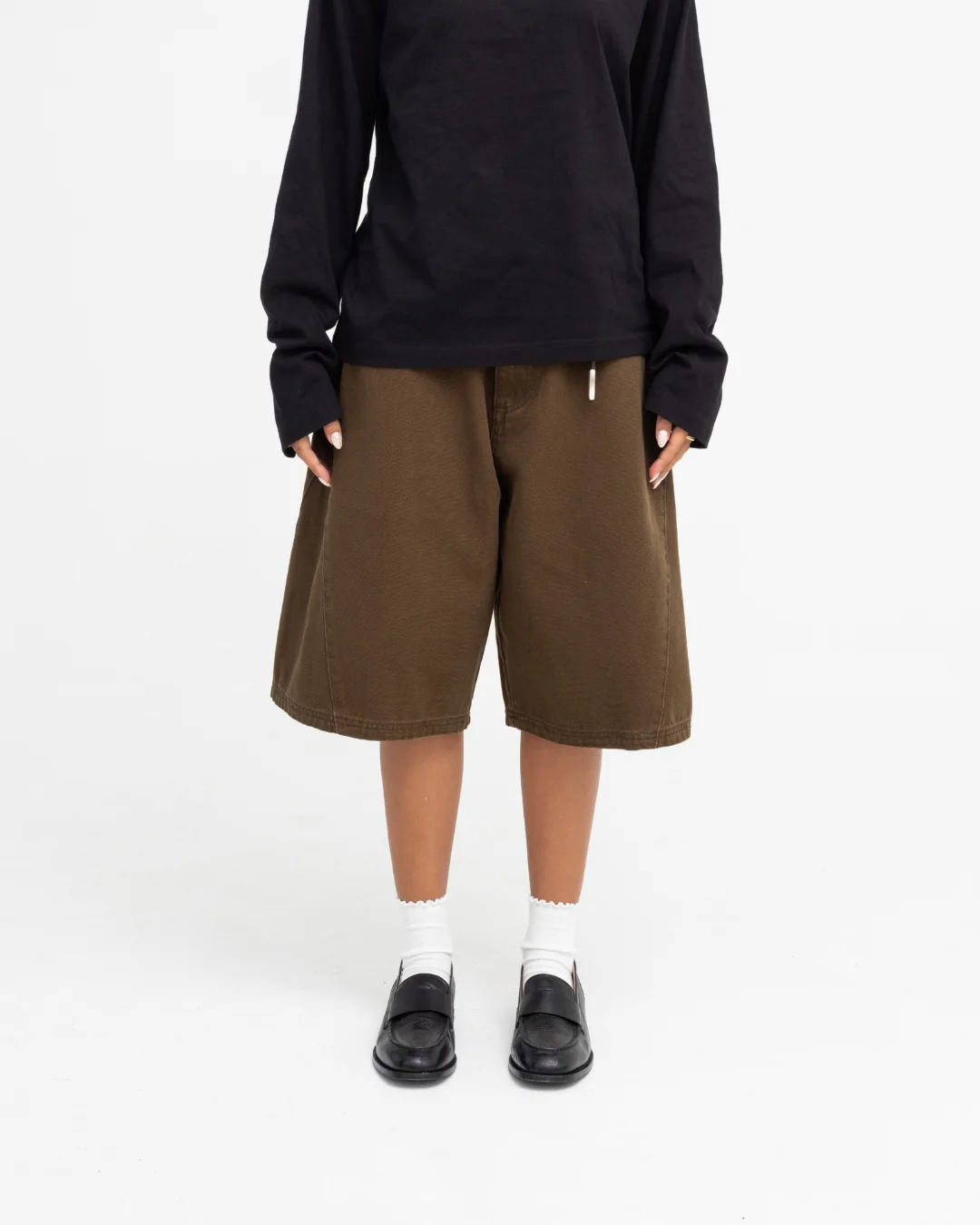 Baggy Panel Shorts (Khaki) - Image 7