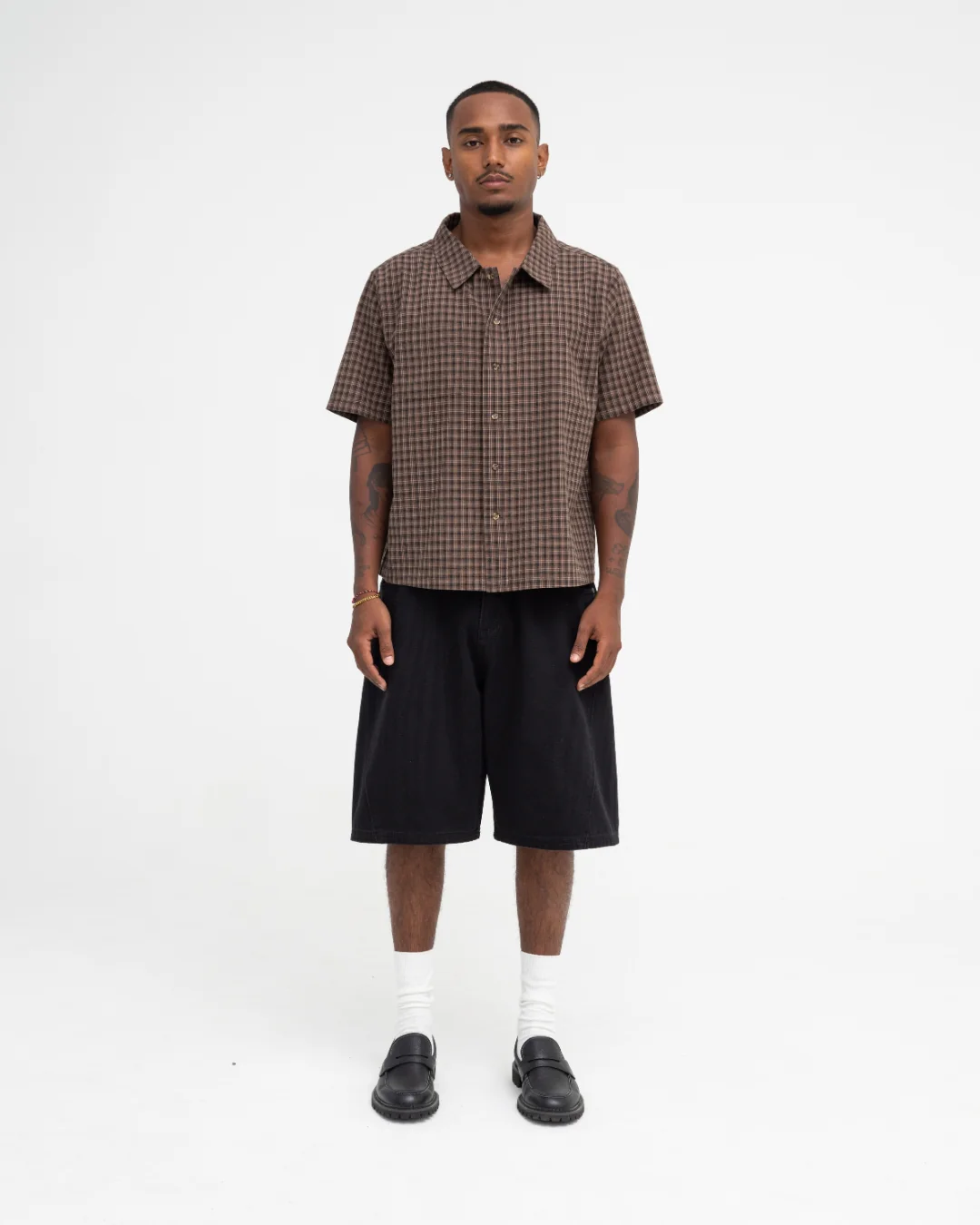 Short Sleeve Shirt (Brown Plaid) - Image 2